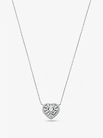 Precious Metal-Plated Sterling Silver Pavé Heart Necklace