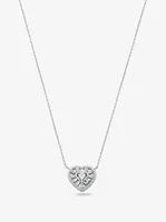 Precious Metal-Plated Sterling Silver Pavé Heart Necklace