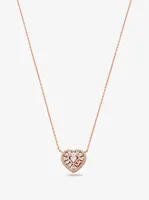 Precious Metal-Plated Sterling Silver Pavé Heart Necklace