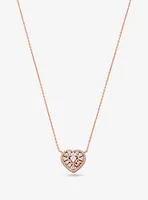 Precious Metal-Plated Sterling Silver Pavé Heart Necklace