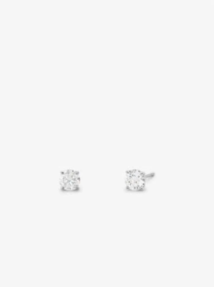 Precious Metal Plated Sterling Silver Cubic Zirconia Necklace and Stud Earrings Set