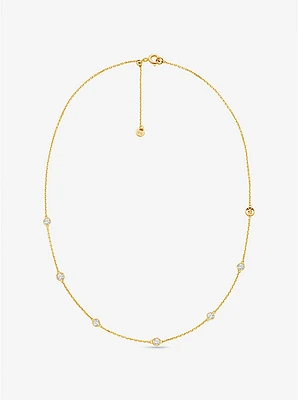 Precious Metal-Plated Sterling Silver Cubic Zirconia Necklace