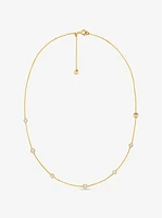 Precious Metal-Plated Sterling Silver Cubic Zirconia Necklace