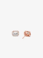 Precious Metal-Plated Pavé Halo Stud Earrings