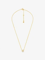 Fulton Precious-Metal Plated Sterling Silver Pavé Logo Charm Necklace