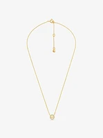 Fulton Precious-Metal Plated Sterling Silver Pavé Logo Charm Necklace