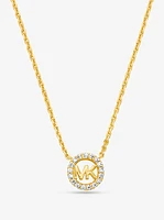 Fulton Precious-Metal Plated Sterling Silver Pavé Logo Charm Necklace