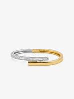 Precious Metal-Plated Pavé Sterling Silver Bangle