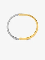 Precious Metal-Plated Pavé Sterling Silver Bangle