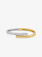 Precious Metal-Plated Pavé Sterling Silver Bangle