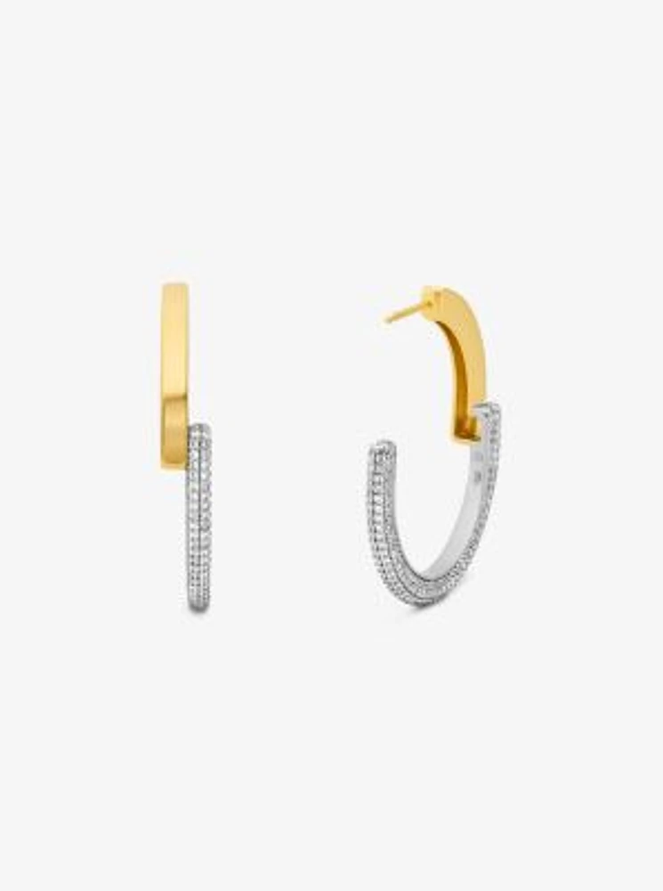 Precious Metal-Plated Pavé Hoop Earrings