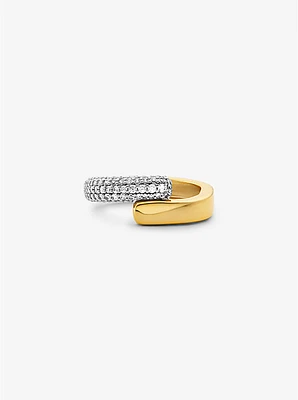 Precious Metal-Plated Sterling Silver and Pavé Ring