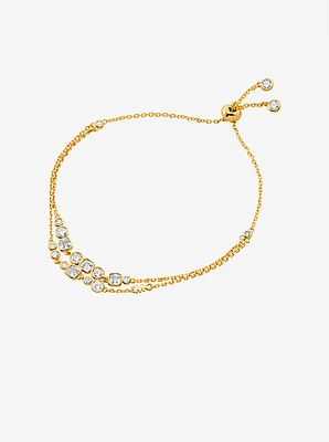 Pulsera deslizante con bisel de plata esterlina chapada en metales preciosos