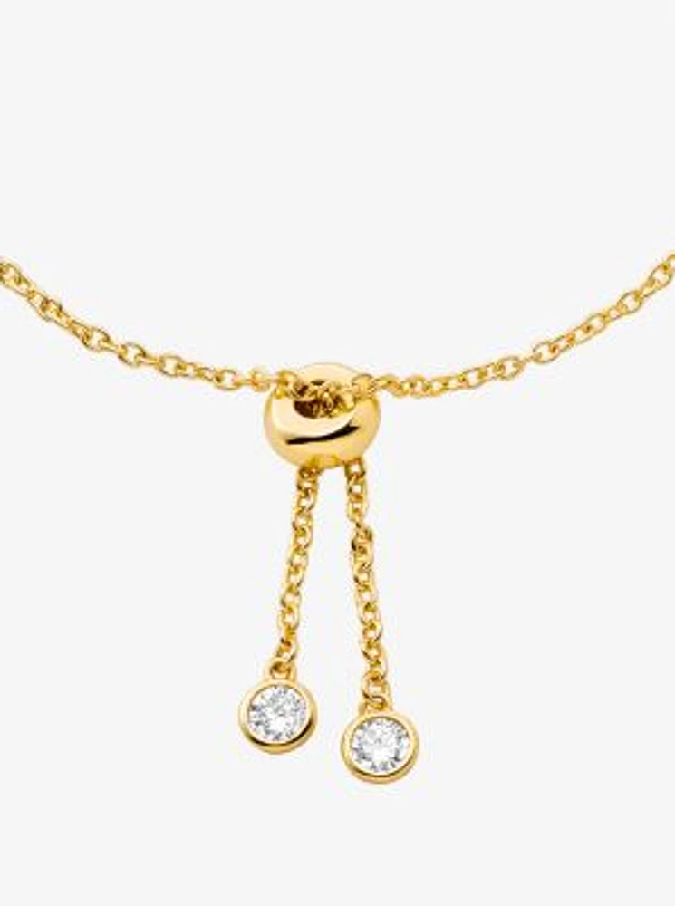 Precious Metal-Plated Sterling Silver Bezel Slider Bracelet