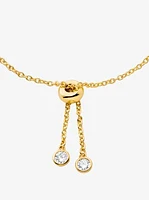 Precious Metal-Plated Sterling Silver Bezel Slider Bracelet
