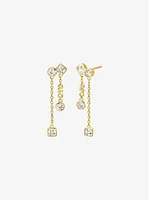 Precious Metal-Plated Sterling Silver Bezel Drop Earrings