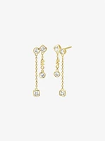 Precious Metal-Plated Sterling Silver Bezel Drop Earrings