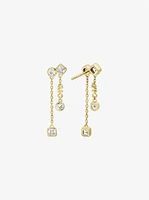 Precious Metal-Plated Sterling Silver Bezel Drop Earrings