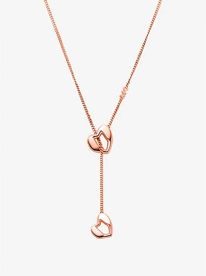 Collar de plata esterlina chapado en metales preciosos con cadena tipo lazo de corazón