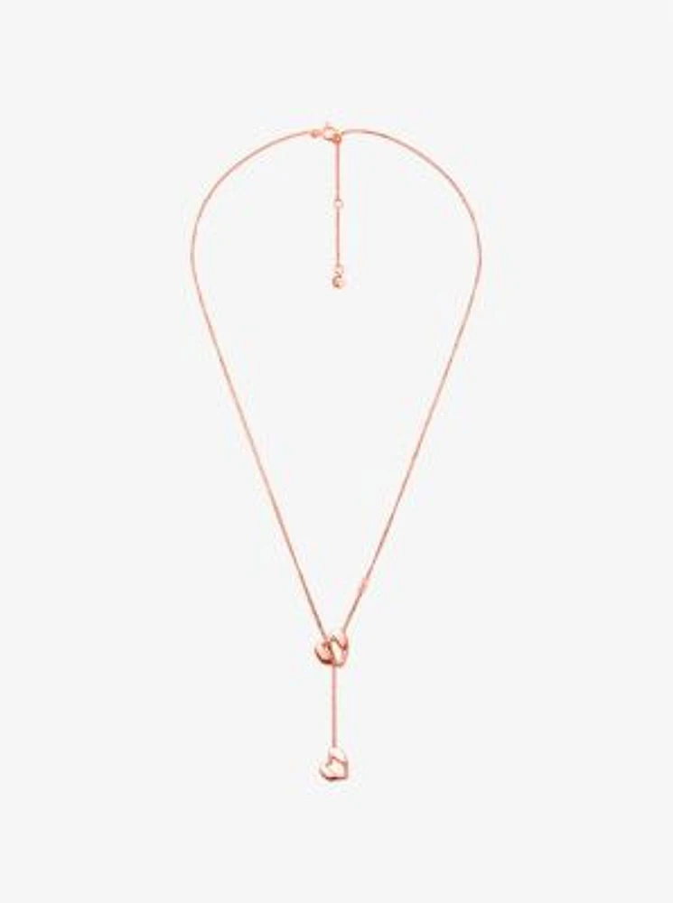 Precious-Metal Plated Sterling Silver Heart Chain Lariat Necklace