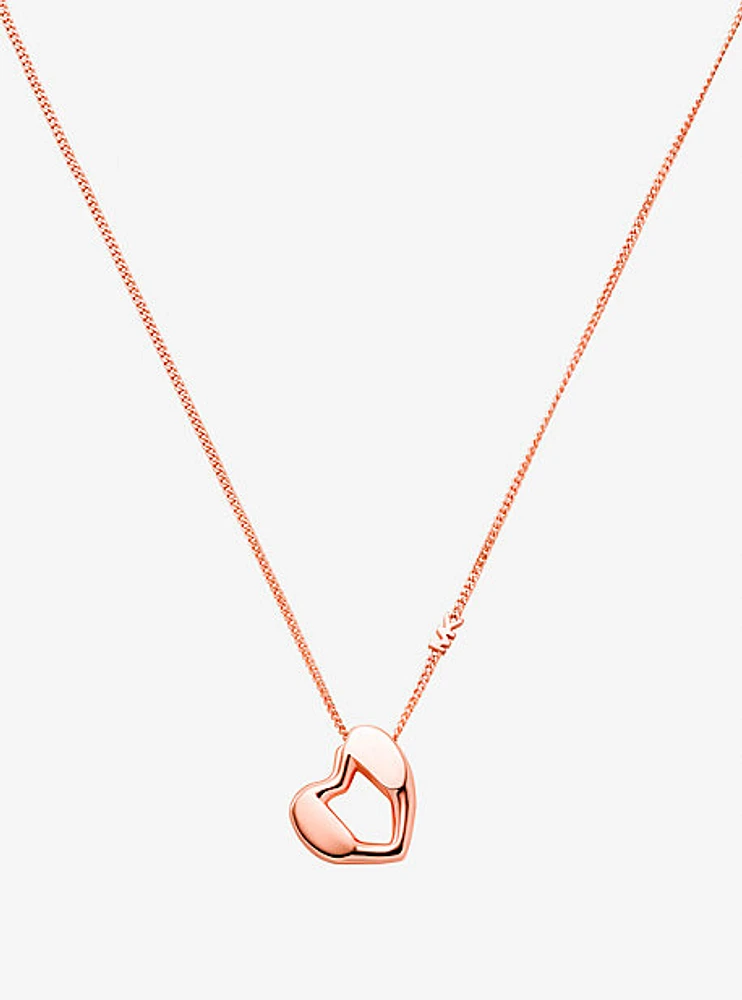 Precious Metal-Plated Sterling Silver Heart Pendant Necklace