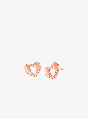 Precious Metal-Plated Sterling Silver Heart Stud Earrings