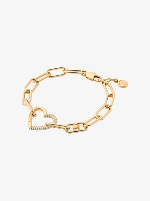 Pavé Heart Curb-Link Bracelet