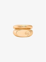 Logo Engraved Double Layered Signet Ring