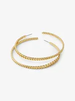 Precious Metal-Plated Brass Curb Link Hoop Earrings