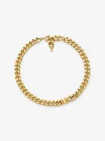 14K Gold-Plated Brass Pavé Logo Curb Link Necklace