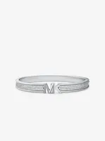 Platinum-Plated Brass Pavé Logo Bangle