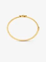 14K Gold-Plated Brass Pavé Logo Bangle