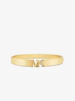 14K Gold-Plated Brass Pavé Logo Bangle