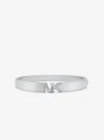 Platinum-Plated Brass Pavé Logo Bangle