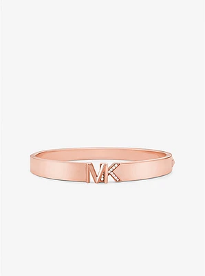 Precious Metal-Plated Brass Pavé Logo Bangle