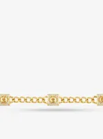 14K Gold-Plated Brass Pavé Lock Trio Necklace
