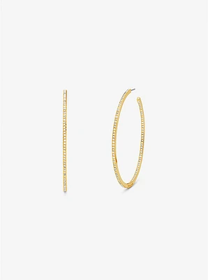 Precious Metal-Plated Brass Pavé Hoop Earrings