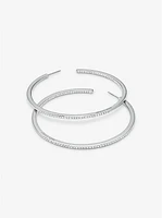 Precious Metal-Plated Brass Pavé Hoop Earrings