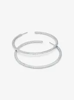 Platinum-Plated Brass Pavé Hoop Earrings