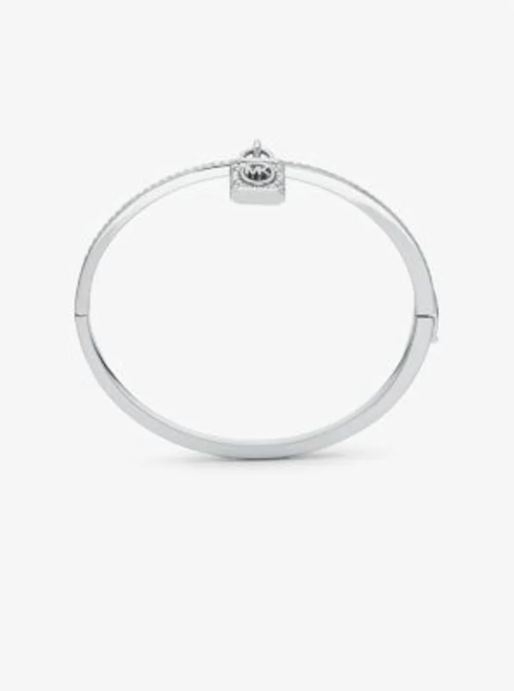 Precious Metal-Plated Brass Pavé Lock Bangle