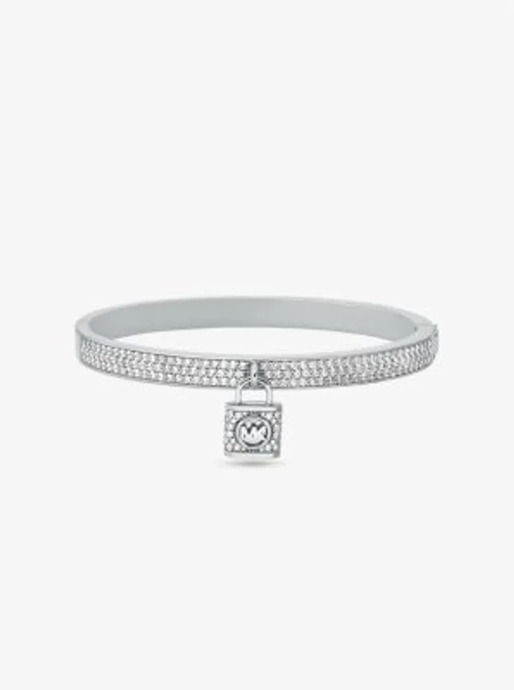 Platinum-Plated Brass Pavé Lock Bangle