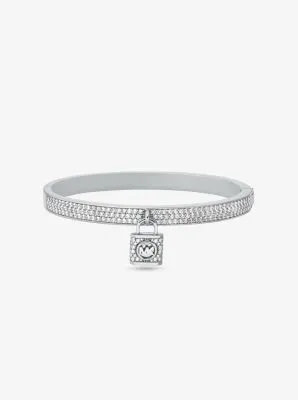 Platinum-Plated Brass Pavé Lock Bangle