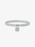 Platinum-Plated Brass Pavé Lock Bangle