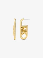 Precious Metal-Plated Brass Empire Logo Earrings