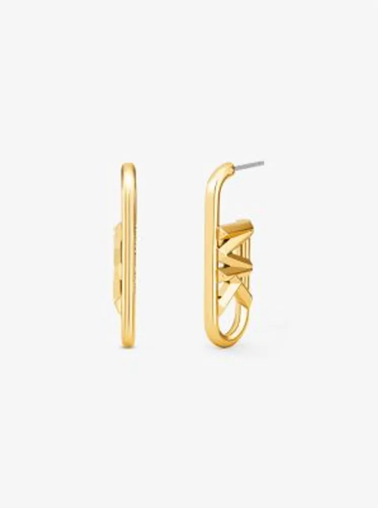 Precious Metal-Plated Brass Empire Logo Earrings