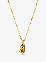 Precious Metal-Plated Brass and Acetate Pavé Empire Logo Necklace