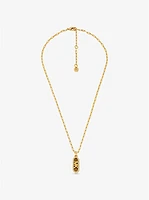 Precious Metal-Plated Brass and Acetate Pavé Empire Logo Necklace