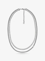 Precious Metal-Plated Brass Double Chain Tennis Necklace