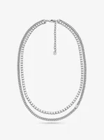 Precious Metal-Plated Brass Double Chain Tennis Necklace