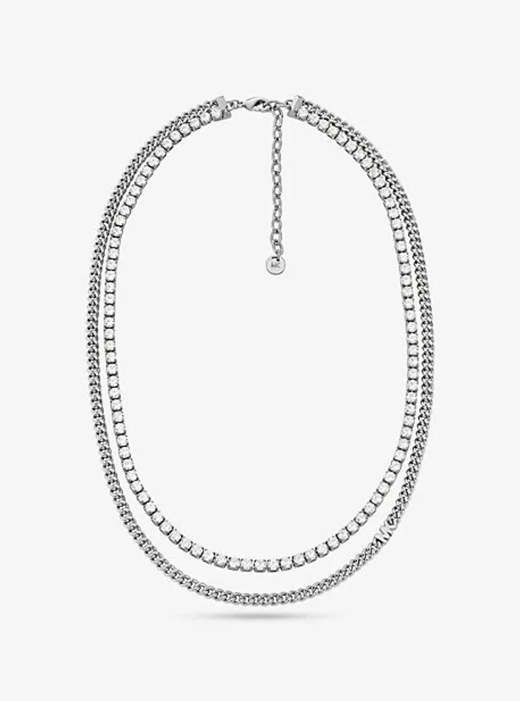 Precious Metal-Plated Brass Double Chain Tennis Necklace